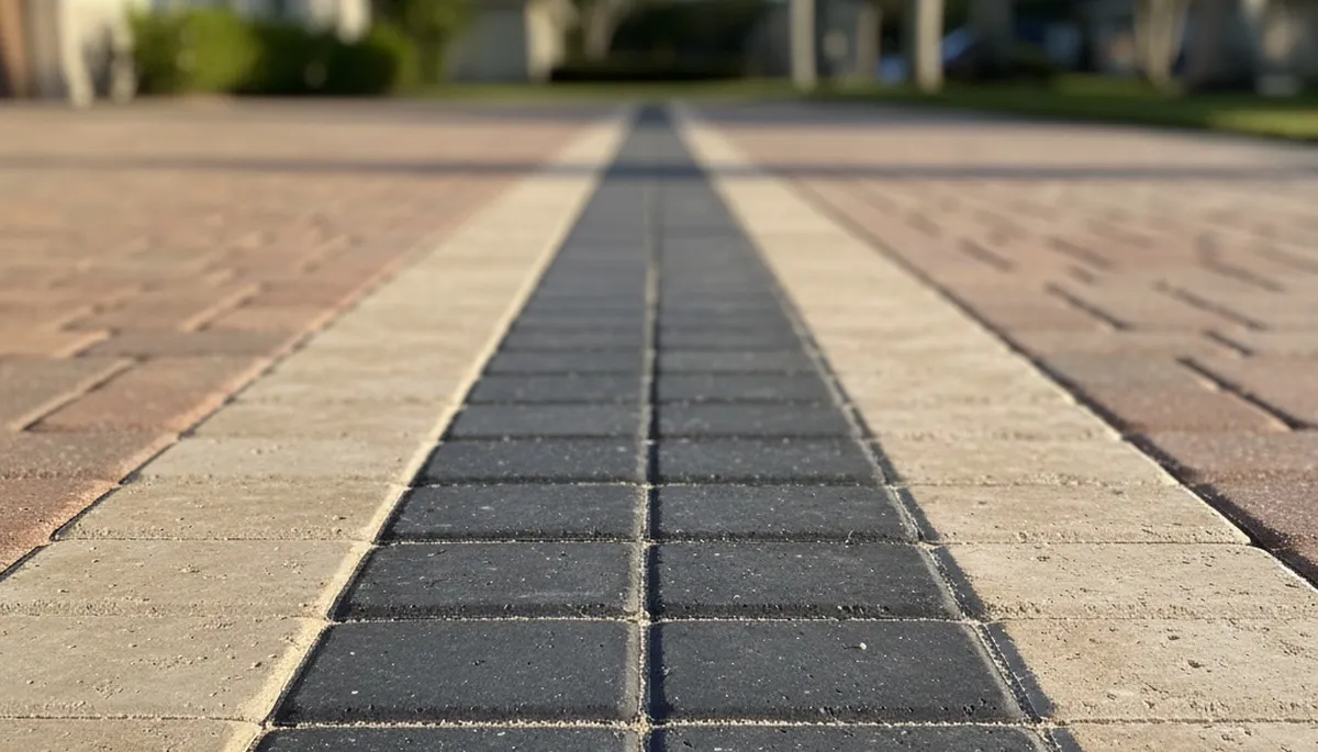 Decorative driveway paver border and edging in St Petersburg FL showcasing professional landscaping craftsmanship
