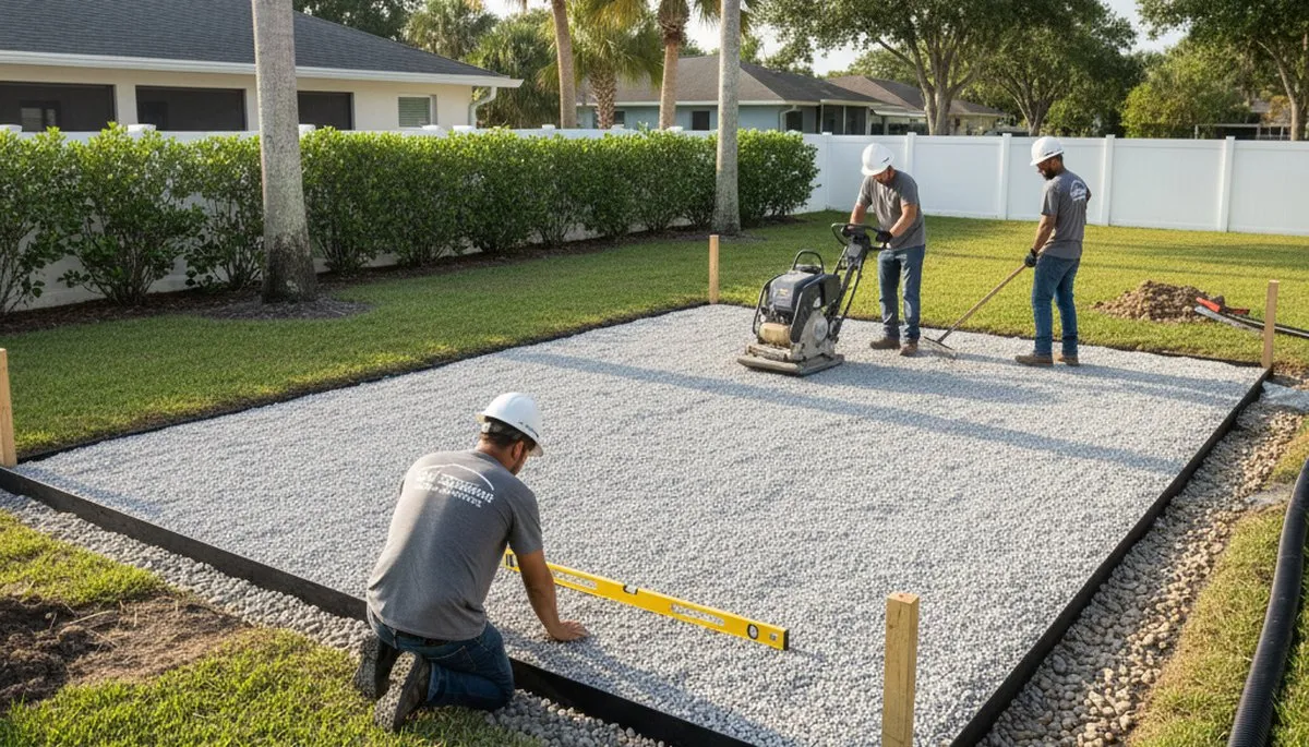 Professional shed foundation base preparation by Chop Chop Landscaping in St Petersburg, FL