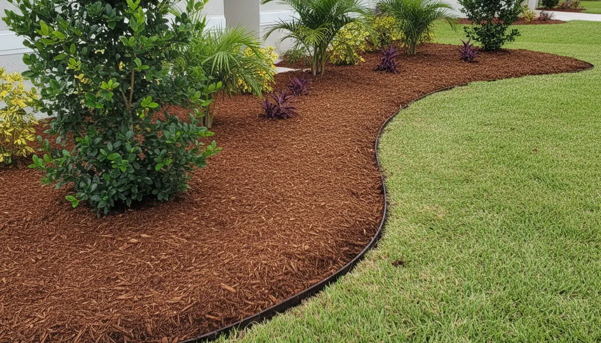 Fresh mulch and clean bed edging by Chop Chop Landscaping in St Petersburg, FL