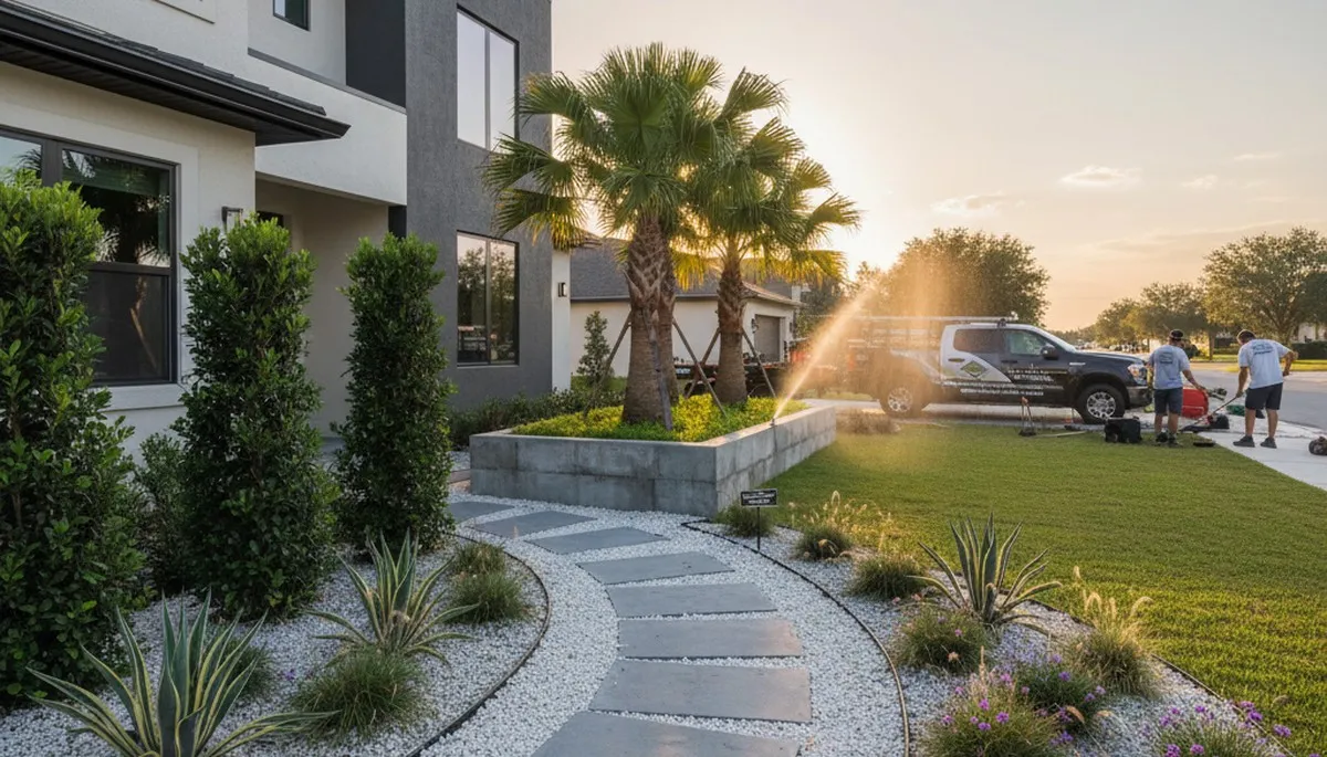 St. Petersburg, FL landscaping service maintaining a lush, well-kept residential lawn