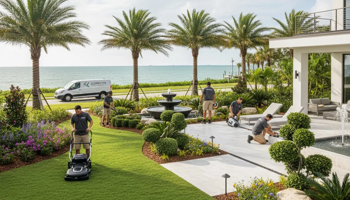 St. Petersburg, FL landscaping team providing professional lawn care services for local homeowners