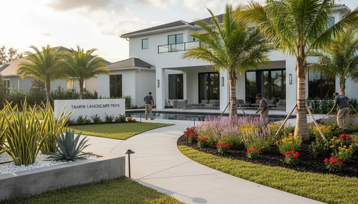 Professional landscaping crew providing lawn care services in St. Petersburg, FL
