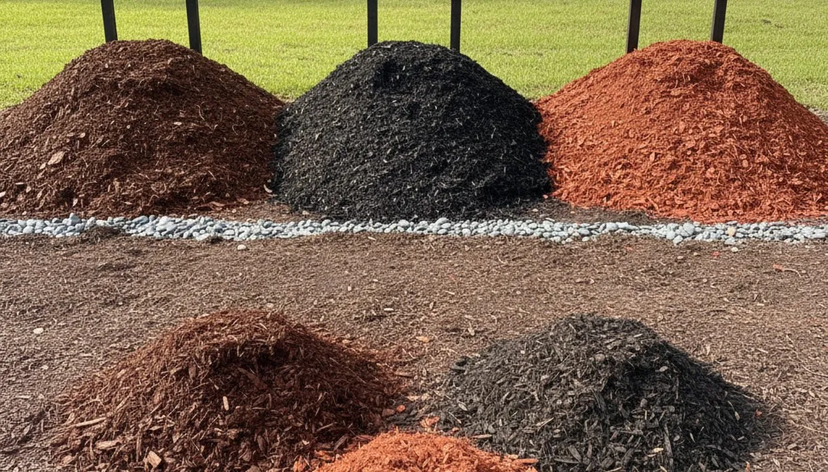 Brown, black, and red mulch color options for landscaping in St Petersburg, FL by Chop Chop Landscaping