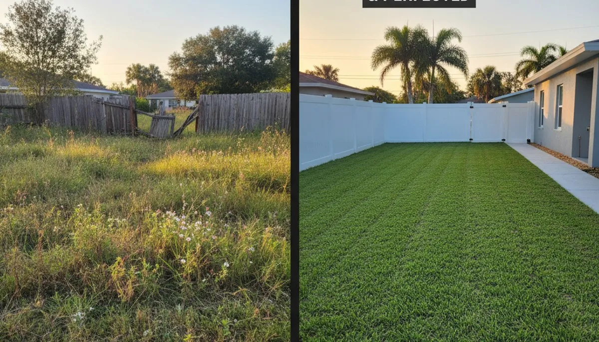 Overgrown to freshly mowed lawn transformation by Chop Chop Landscaping in St Petersburg, FL