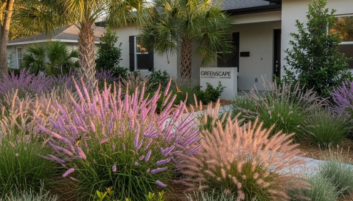 Sustainable native plant garden with drought-tolerant landscaping in St Petersburg, FL